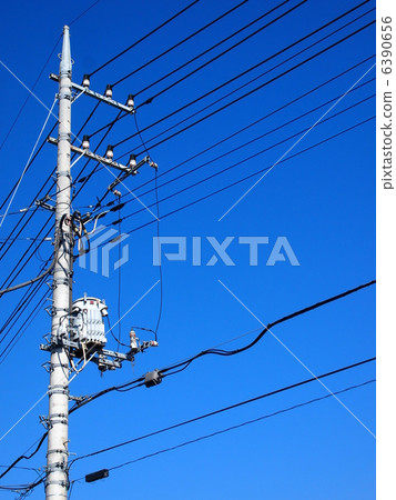 Wire and telephone pole Wire and telephone pole 6390656