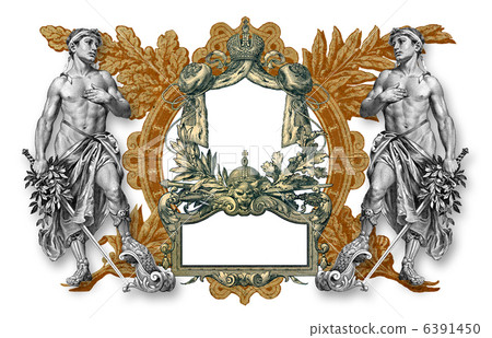 Luxuriously illustrated old colored victorian frame and two man . Luxuriously illustrated old colored victorian frame and two man . 6391450