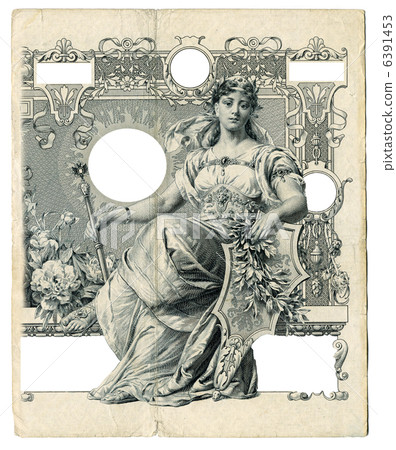 Old Victorian Frame and wooman a on white background Old Victorian Frame and wooman a on white background 6391453