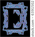 Luxuriously illustrated old capital letter E. 6391502