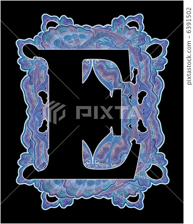 Luxuriously illustrated old capital letter E. Luxuriously illustrated old capital letter E. 6391502