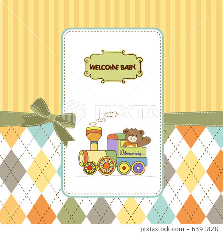 baby shower card with teddy bear and train toy baby shower card with teddy bear and train toy 6391828