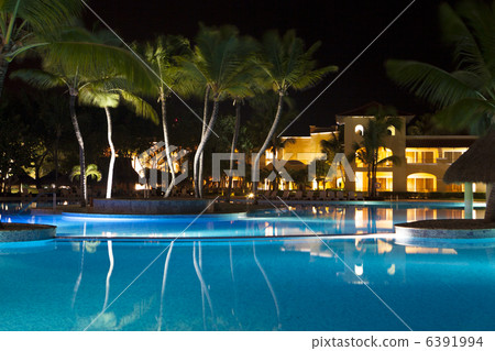 Luxurious Caribbean resort at night Luxurious Caribbean resort at night 6391994