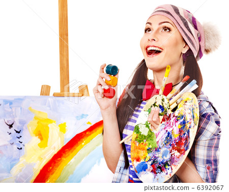 Female artist at work. 6392067