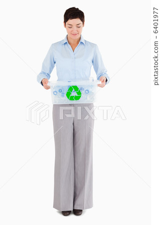 Businesswoman with a recycling box 6401977