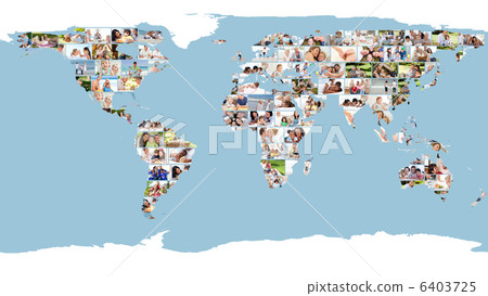 Illustrated world map made of pictures 6403725