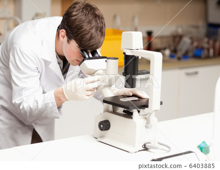 Science student looking in a microscope Science student looking in a microscope 6403885