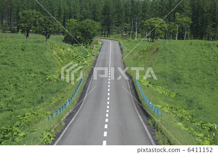 Single road and center line Single road and center line 6411152