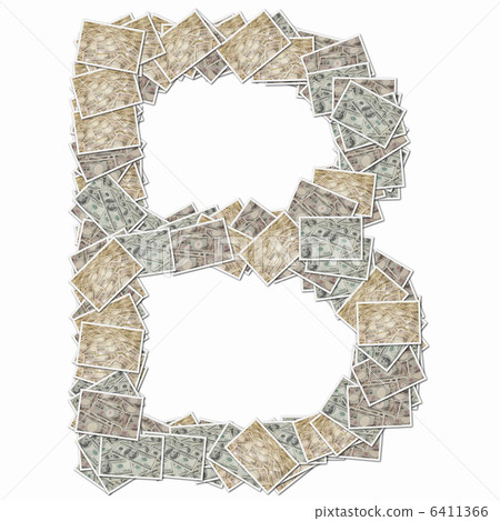 Capital letters of the alphabet with 10,000 yen bill and 100 dollar bill Capital letters of the alphabet with 10,000 yen bill and 100 dollar bill 6411366