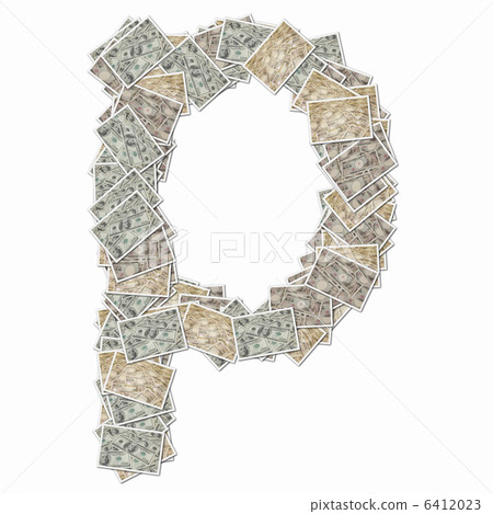 Letters of the alphabet with 10,000 yen bill and 100 dollar bill 6412023