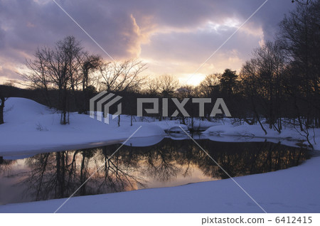 Dusk of embankment swamp 6412415