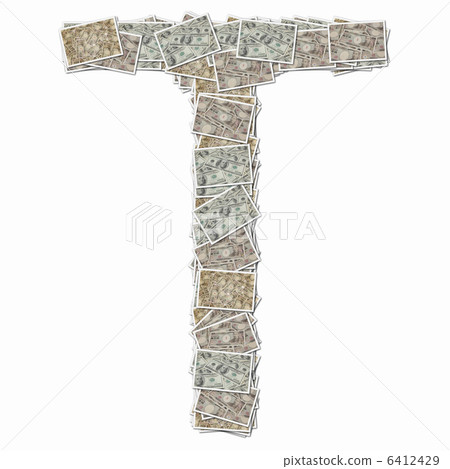Capital letters of the alphabet with 10,000 yen bill and 100 dollar bill 6412429