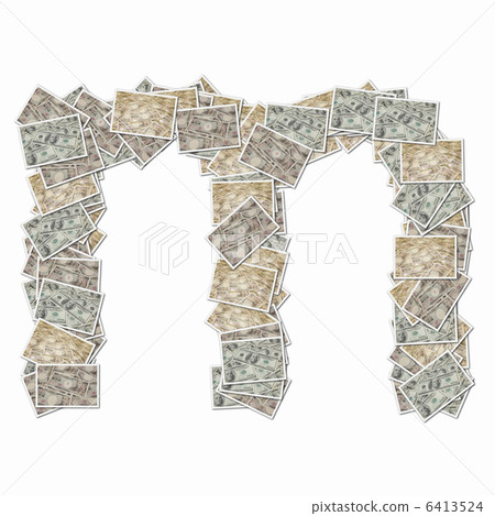 Letters of the alphabet with 10,000 yen bill and 100 dollar bill 6413524