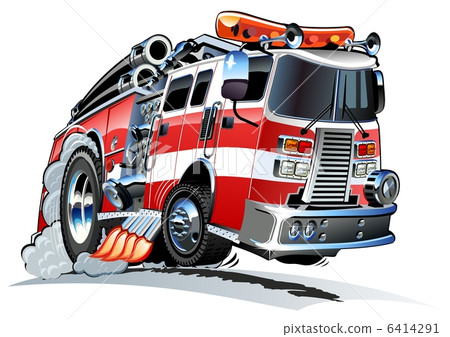 Vector cartoon firetruck 6414291