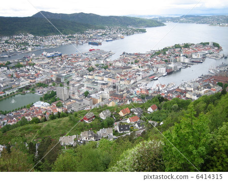 從挪威的Floyen山看到的布呂根區 6414315