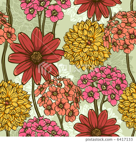 floral seamless pattern - Stock Illustration [6417133] - PIXTA