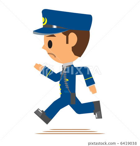 The police officer runs The police officer runs 6419038