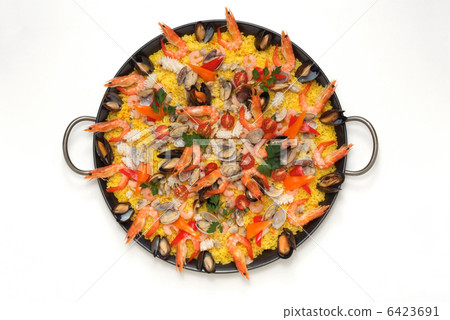 Paella Western-style mixed rice Spanish Safra Western Cuisine Spanish food Fish of the sea Mu shell mussel Shrimp squid 6423691