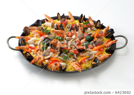 Paella Western-style mixed rice Spanish Safra Western Cuisine Spanish food Fish of the sea Mu shell mussel Shrimp squid 6423692