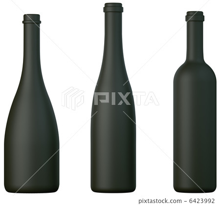 Three black bottles for wine or brandy isolated 6423992