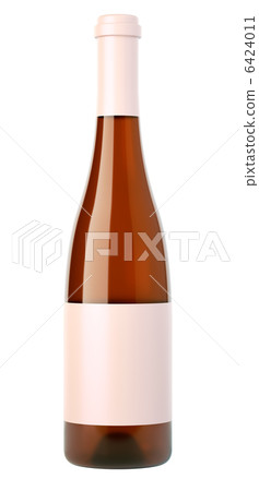 Corked bottle of white wine or brandy with blank label isolated 6424011