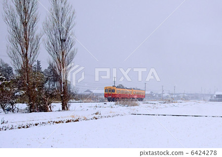 Kominato railway in the snow 6424278