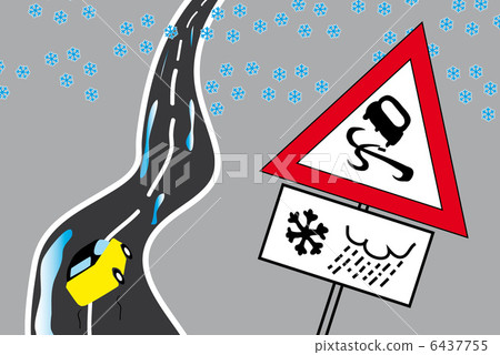 Danger road at winter 6437755