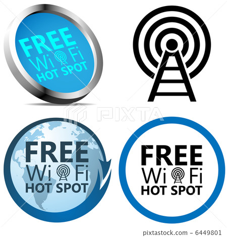 Free Wi-Fi Internet access signs isolated on white background. 6449801