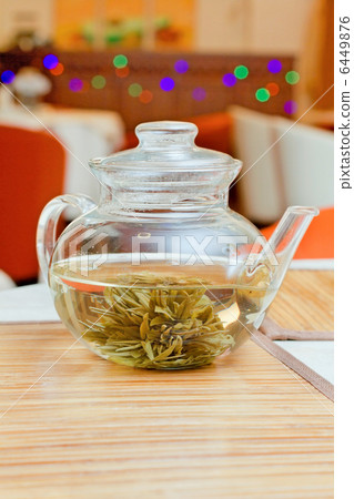 teapot with green tea teapot with green tea 6449876