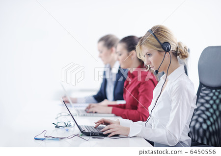 business woman group with headphones 6450556