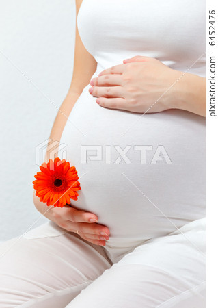 Pregnant woman touching here belly Pregnant woman touching here belly 6452476