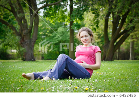 Pregnant woman relaxing in the park 6452486