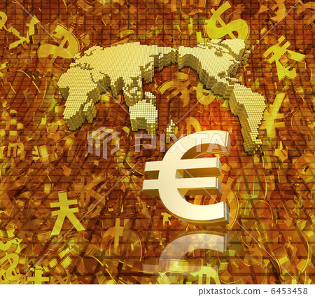 Golden euro, dollar, yen in the global financial market 6453458