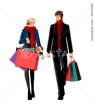Couple with shopping bags 6458586