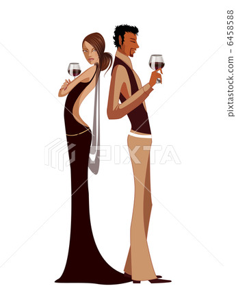 Elegant couple holding wineglass 6458588