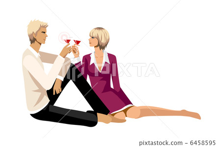 Elegant couple holding wineglass Elegant couple holding wineglass 6458595