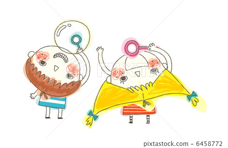 Boy and Girl blowing bubbles Boy and Girl blowing bubbles 6458772