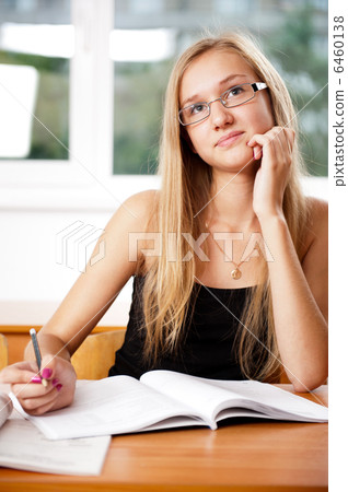 A portrait of a caucasian race school student at classroom 6460138