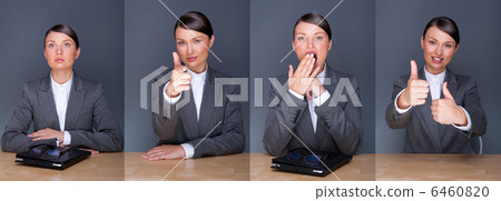 Collage of young employer in different situations during working 6460820