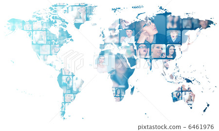 Photo of business people are glowing at world map. International Photo of business people are glowing at world map. International 6461976