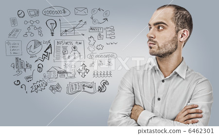 Adult man thinking of his plans Adult man thinking of his plans 6462301