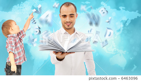 Adult man and his child. Education concept Adult man and his child. Education concept 6463096