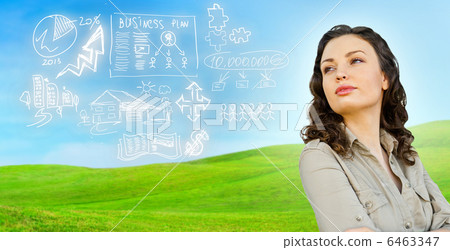 Young woman thinking of her plans outdoor 6463347