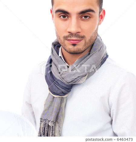 Portrait of a business man with documents isolated on white back 6463473