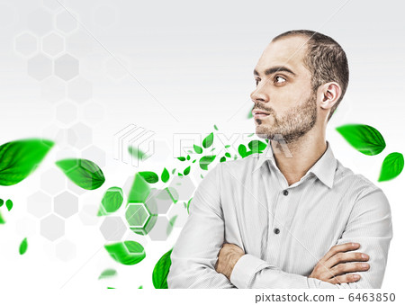 Portrait of adult business man standing with hands folded agains Portrait of adult business man standing with hands folded agains 6463850