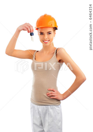 Photo of happy woman construction engineer wearing protective or 6464354