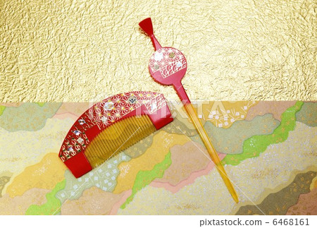 女孩的慶祝圖像·可愛的梳子·日本紙張背側位置明信片對應比例 6468161