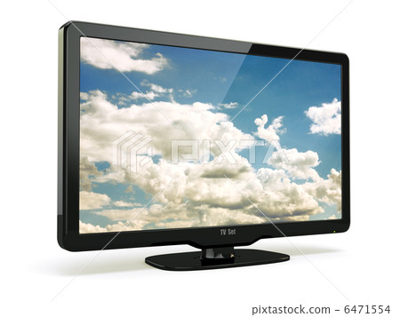 High Definition TV with cloud sky on screen. 6471554