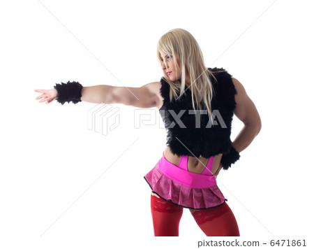 Transvestite in white wig posing Transvestite in white wig posing 6471861