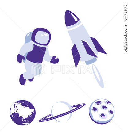 Space and planet icons blue set 6473670